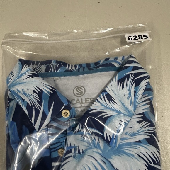 Scales Golf Polo Shirt Men Size XXXL Blue Palms Short Sleeve - Picture 8 of 8